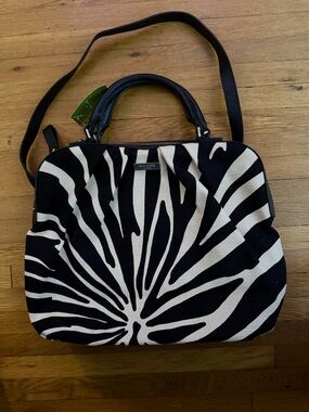 kate spade Black & White Zebra-Style Canvas Satchel